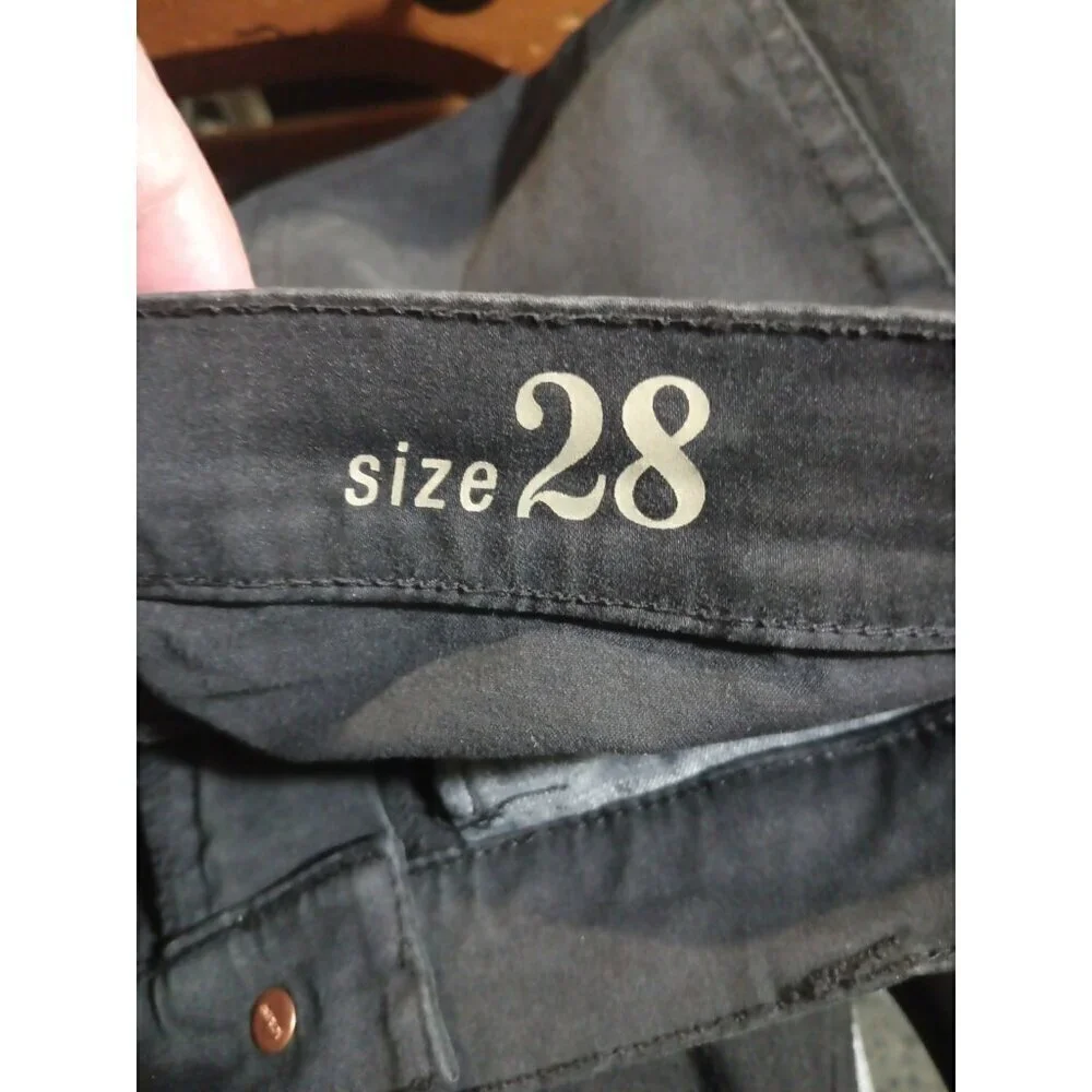 J Crew Toothpick Denim Women's 28 Black Moto Jeans Ankle Zip 30x28.5